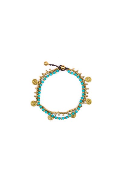 Chandra Mukhi  torque beaded gold tone 2 rows bracelet